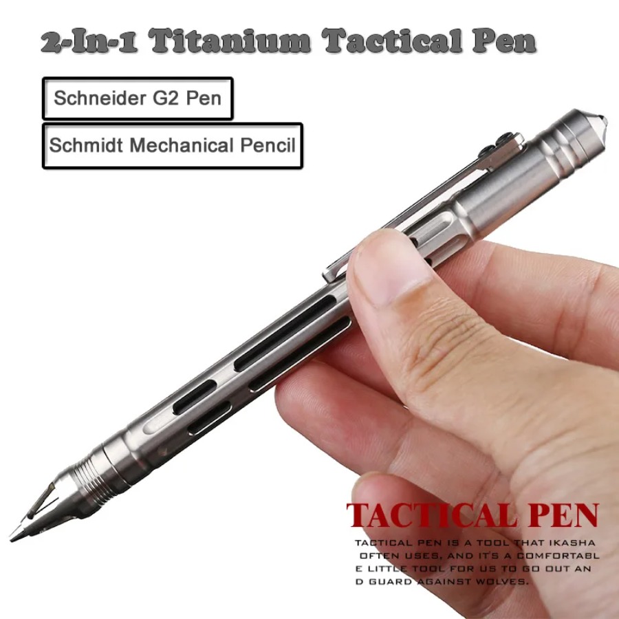 Pen Tactical Glass - Tytanowy długopis taktyczny 2w1, ołówek, długopis