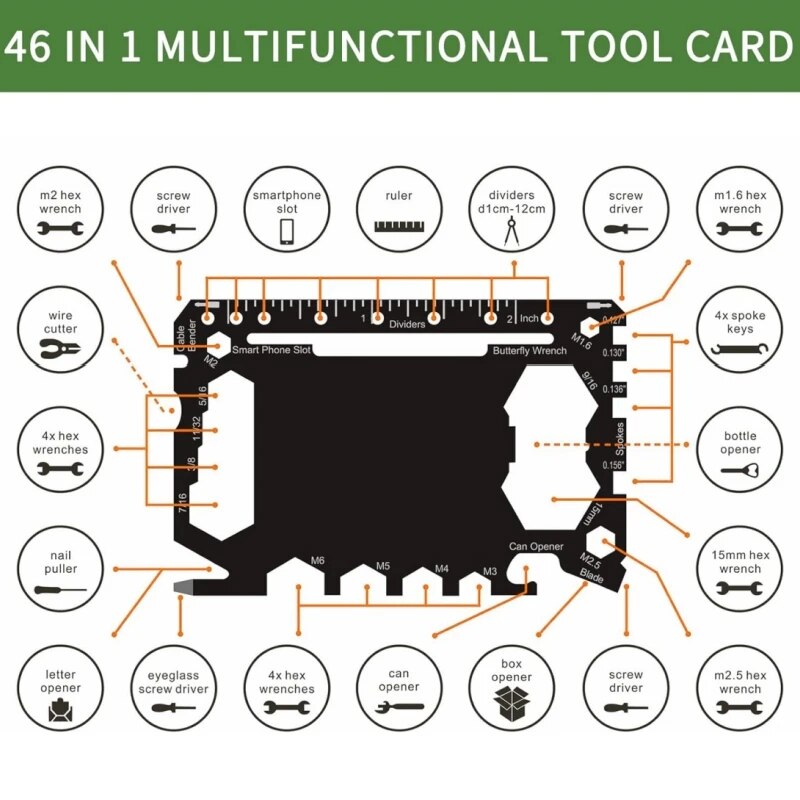 Multitool Credit Card - Narzędzie wielofunkcyjne 46 w 1 rozmiar