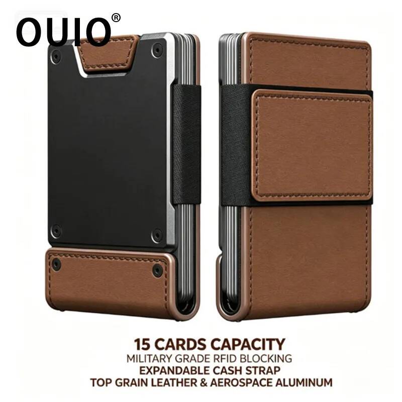 Money Clip Magnetic - OUIO Męski Portfel Skórzany Minimalistyczny z